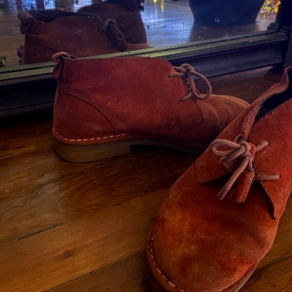 Vintage Style Orange Suede Dress Shoes